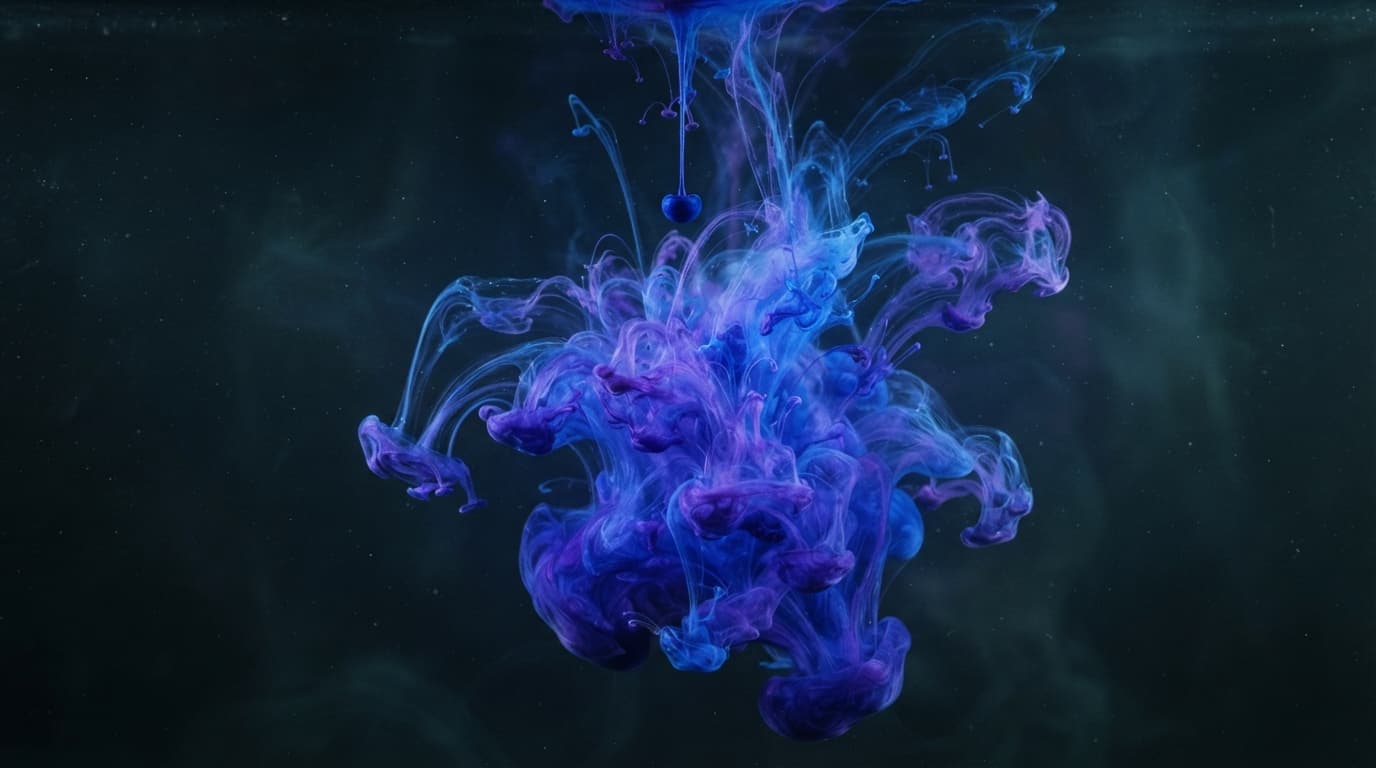 Slow-motion ink bloom in water, macro, 4K