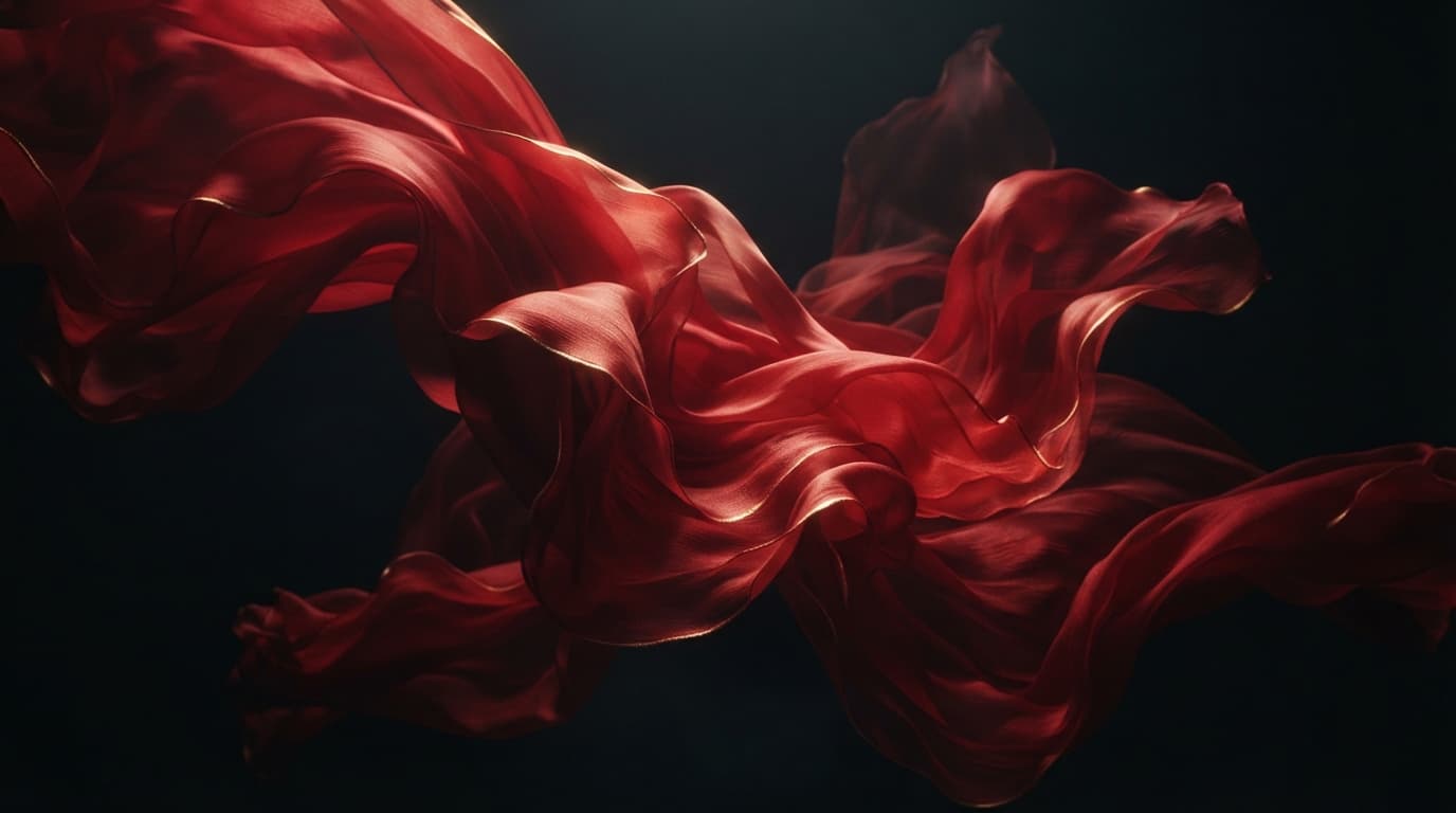 Fashion film loop: silk fabric in zero gravity